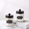 Elwiya Bathroom Apothecary Jars Set Farmhouse Decor Glass Dispenser Holder for Qtip- Rustic Vanity Organizer with Stainless Steel Lids for Cotton Swabs Rounds Bath Salts Ball Black 2 Pack
