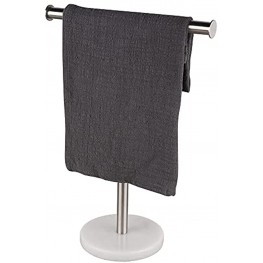 neutral brand Freestanding Towel Rack Hand Towel Stand with Heavy Marble Base Bathroom Towel Holder SUS304 Stainless Steel Brushed Nickel Rod