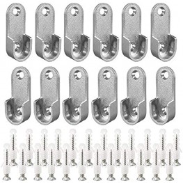 Alamic Oval Closet Rod End Supports with Mounting Screws for 15 x 30mm Rods 12 Pack
