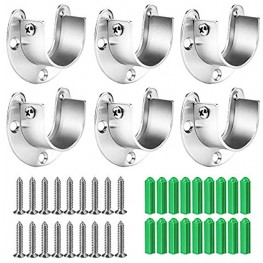 FOLUXING 6 Pack Heavy Duty Stainless Steel Closet Rod End Supports Closet Pole Sockets,Flange Rod Holder with Screws 1-1 3 Inch Diameter