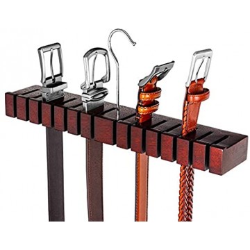 HOUNDSBAY Block Solid Mahogany Belt Holder Hanger & Belt Rack Organizer for Closet Storage Organization Mahogany