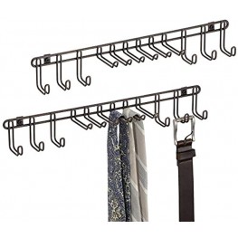 mDesign Metal Wall Mount Closet Storage Organizer Rack for Bedroom Closet Entryway for Mens Womens Ties Belts Slim Scarves Jewelry Accessories 6 Large Hooks 6 Small Hooks 2 Pack Bronze