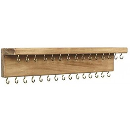 SANY DAYO HOME Jewelry Organizer with 30 Hooks and Cosmetics Shelf 15 x 3 x 4 inches Wall Mounted Rustic Pine Wood Holder for Necklaces and Bracelets Suitable for Kids and Adults Brown