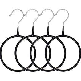 4 Pcs Scarf Belt Organizer Nonslip Ring Hanger Loop Rack Silk Scarf Display Stand Tie Circle Creative Rack Black