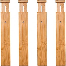 Bamboo Drawer Dividers Spring Loaded Adjustable Drawer Separators 2.1" High 17.52"-21.65" Perfect Expandable Wooden Drawer Dividers for Kitchen Bedroom Bathroom Dresser & Office