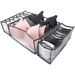 CAMSTIC 4.7 High Foldable Washable Drawer Underwear Socks Organizer Divider Pack of 3 Grey