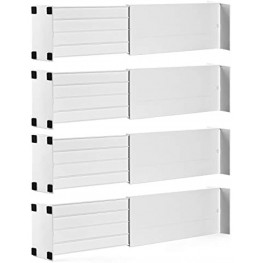 Dial Industries Inc. Adjustable Spring Loaded Drawer Dividers Set of 4 4.5" Deep White