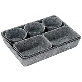 Drawer Organizers Bins Junk Drawer Organizer Tray Dividers for Office Kitchen Bathroom Bedroom Shallow Felt Drawer Storage Containers Cute Desk Drawer Organizer Separators Pack of 8,Grey