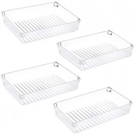 Kootek 4 Pack Large Size Desk Drawer Organizer Tray Rectangle Plastic Bathroom Organizers Kitchen Utensils Silverware Gadgets Trays Dividers Bins for Dresser Cosmetic Makeup Tools Office Cabinets