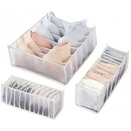 Underwear Drawer Organizer ActFaith Drawer Divider Foldable Closet Storage Boxes Dresser Drawer Organizers for Underwear Socks Clothes Stockings Scarves Ties and Bras Including 3Pcs Set of 6 7 11 Compartments Beige