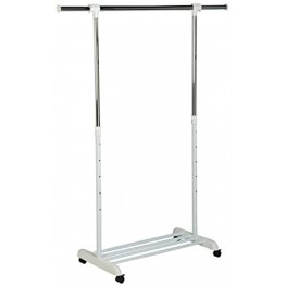 Honey-Can-Do GAR-03265 Adjustable Expandable Garment Rack with Locking Wheels 34 to 53-Inches,White Chrome