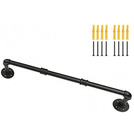 Industrial Pipe Clothing Rack Wall Ceiling Mounted Clothes Garment Rack 29.1'' Black Iron Pipe Clothes Hanging Bar Heavy Duty Metal Hanging Rod for Retail Display Closet Storage and Laundry Organizing
