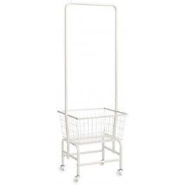 MATICO Heavy Duty Rolling Garment Rack Rolling Laundry Butler with Wire Storage Rack Laundry Cart with Hanging Rack,White