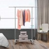 Simple Trending Standard Rod Clothing Garment Rack Rolling Clothes Organizer on Wheels for Hanging Clothes Chrome