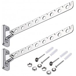 Sumnacon 12" Stainless Steel Clothes Hanger Rack 2 Pcs Wall Mounted Folding Garment Hooks Space Saver Clothing and Closet Rod Storage Organizer for Laundry Room Bedroom Bathroom Kitchen