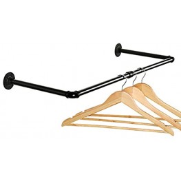 Terby Clothes Rack Wall Mounted Coat Hanging Bar Industrial Pipe Clothing Bar Black Garment Rod Bathroom Towel Hanger Retro Storage Decoration for Laundry Room Living Room and Retail Store 31.5 inches