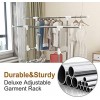Untyo Double Rod Clothes Rack Extendable Clothing Rack with 3 Tiers Shelves Garment Rack on Wheels for Hanging Clothes White