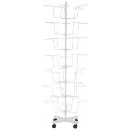 7 Tier 35 Hat Display Retail Hat Display Rack Rotating Spinner Metal Stand Floor Hats and Wigs Holder for Home Mall Exhibition Retail Store White Black White