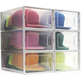 Boxy Concepts Hat Organizer for Baseball Caps Pack of 6 Transparent Hat Storage Box and Hat Holder with Click-Lock Door and Odor Vents – Easy Assembly Hat Rack System for Stylish Hat Display