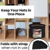 Hat Storage Box for Women and Men Felt Round Foldable Sturdy Large Travel Stuffed Animal Toy Storage 17 x 11 Black