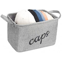Hat Storage ,Hat Organizer for Baseball Caps,Cap Organizer Cap Storage Basket for Shelf Closet,Gray Storage Bin with W-Handles,Collapsible Portable Design,Wide Mouth Linen Storage Caps,Holds Up to 14 Caps,Clothes Towels Toys Grey