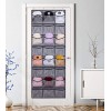 KEETDY 24 Mesh Over The Door Hat Organizer for Baseball Caps Hanging Shoe Rack for Wall Elastic Large Pockets Caps Holder Shoes Hanger Storage Grey