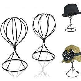 Mydio 2 Pieces Modern Metal Hat Stands Durable Stable Metal Hat Cap Rack Wigs Holder Metal black