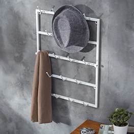 MyGift Country Rustic Vintage White Wall Mounted Metal Hat Display Rack