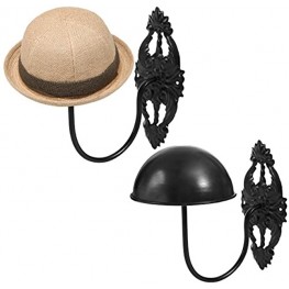 MyGift Set of 2 Wall-Mounted Black Metal Hat & Wig Display Racks