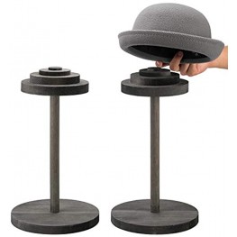 MyGift Stack-Up Style Gray Wood Hat Display Stands Set of 2