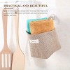 5 Pieces Wall Hanging Storage Bags Foldable Storage Basket Bag Linen Storage Basket with 5 Pieces Seamless Adhesive Hooks for Home Office Wall Closet Organizing and Decorating