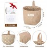 5 Pieces Wall Hanging Storage Bags Foldable Storage Basket Bag Linen Storage Basket with 5 Pieces Seamless Adhesive Hooks for Home Office Wall Closet Organizing and Decorating