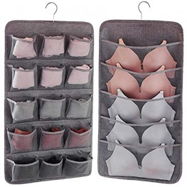 AARAINBOW Dual-Sided Hanging Closet Organizer with 20 Pocket for Underwear Stocking Toiletries Accessories Bra Dresser Panty Socks Drawers Home Basics Gray