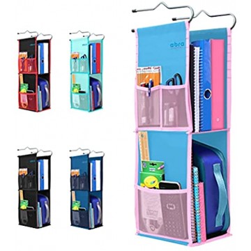 Abra Company 2 Shelf Hanging Locker Organizer for School Gym Work Storage Upgraded Eco-Friendly Fabric Healthy for Children Blue Pink