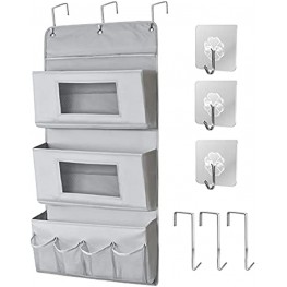 Door Hanging Organizer Foldable Wall Mount Hanging Storage Behind The Door Storage Organizer with Hooks for Bathroom Bedroom Cosmetics Toys and SundriesGrey 1Pack