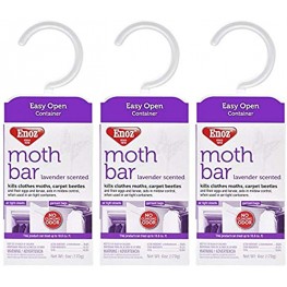Enoz Moth Bar Kills Clothes Moths and Carpet Beetles Use for Hanging Storage Lavender Scent 6 oz Pack of 3