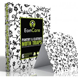 EonCare Pantry & Clothes Moth Traps | Dual Action Formula Captures More Types of Moths | Safe & Natural | 6 Pack | New & Improved 2020