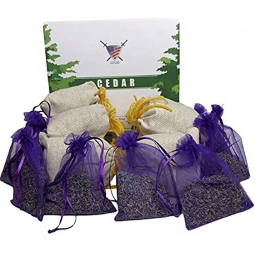 Lavender Sachet and Cedar Bags Moth Repellent Sachets 20 Pack Home Fragrance for Drawers and Closets. Natural Clothes Moths Repellant Dried Lavendar Flowers and Cedar Chips with Long-Lasting Aroma