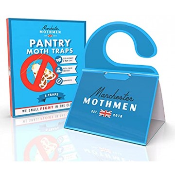 Manchester Mothmen Pantry Moth Traps for House with Pheromones | 5 Non-Toxic Odorless Pantry Moth Killer Indoor Traps | Indian Meal Moth Mediterranean Flour Moth & Almond Moth Pantry Pest Trap