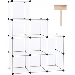 C&AHOME Cube Storage 9-Cube BookShelf Plastic Closet Cabinet Organizer DIY Stackable Bookcase Modular shelving Units Ideal for Home Office Kids Room 36.6"L x 12.4" W x 48.4" H Translucent White