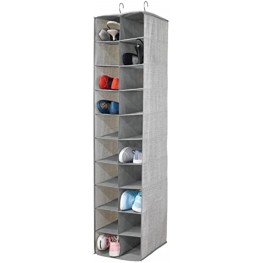mDesign Soft Fabric Closet Organizer Holds Shoes Handbags Clutches Accessories Large 20 Shelf Over Rod Hanging Storage Unit Textured Print Gray
