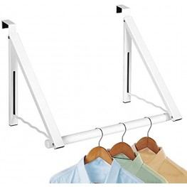 Over The Door Hook-Heavy Duty Clothes Hanger- Expandable Foldable Closet Rod Clothes Rack Perfect to Use for Drying Clothes Organizing Closets Storage etc. in Bathrooms Bedrooms White