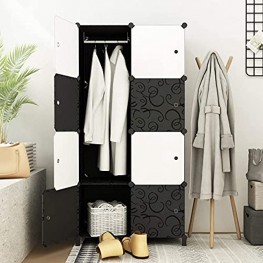 JOISCOPE Portable Closet Wardrobe，Bedroom Armoire， Storage Organizer for Space Saving，Fast Assembly and Durability，Black and White，8-Cube