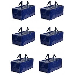 Earthwise Storage Bags Extra Large Heavy Duty Reusable Moving Totes w Zipper closure Backpack Carrying Handles Compatible with IKEA Frakta Hand Carts Boxes Bin Pack of 6