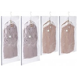 HALOLOK Hanging Vacuum Storage Bags Clothes Winter Coat Suit Dress 4 Packs Upgrade Valve Wide-Side Hanger Space Saver Garment Bags for Clothing Moving,Saving 80% Space HangingCloset Organizer