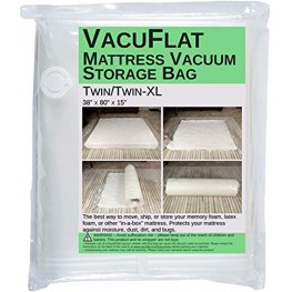 VacuFlat Mattress Vacuum Storage Bag Twin Twin-XL Vacuum Pack Foam & Hybrid Mattresses for Moving Shipping & Storage