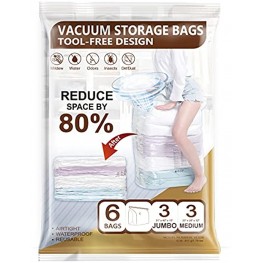 VELMADE Premium Cube Vacuum Storage Bags 6 Pack Double-Zip Seal and Triple Seal Patent Valve Space Saver Sealer Bag for Comforters Blankets Pillows Mix 6 Pack 3 x Jumbo 3 x Medium
