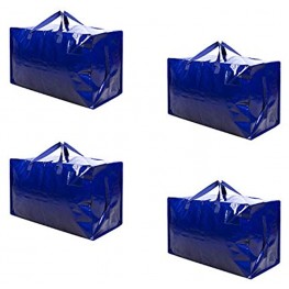 VENO Heavy Duty Oversized Storage Bag Organizer with Strong Handles and Zippers for Moving Travelling College Dorm Camping Christmas Decorations Storage Recycled Material Blue Set of 4