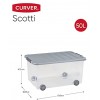 Curver 50 Litre Scotti Storage Box With Roles Transparent Grey 35 x 25 x 10 cm