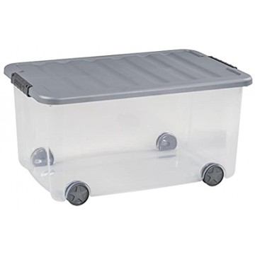 Curver 50 Litre Scotti Storage Box With Roles Transparent Grey 35 x 25 x 10 cm
